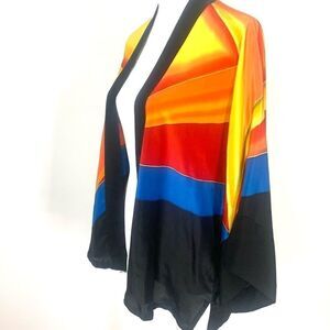 Vintage Silk Art to Wear Retro 70’s Geometric Kabuki Jacket